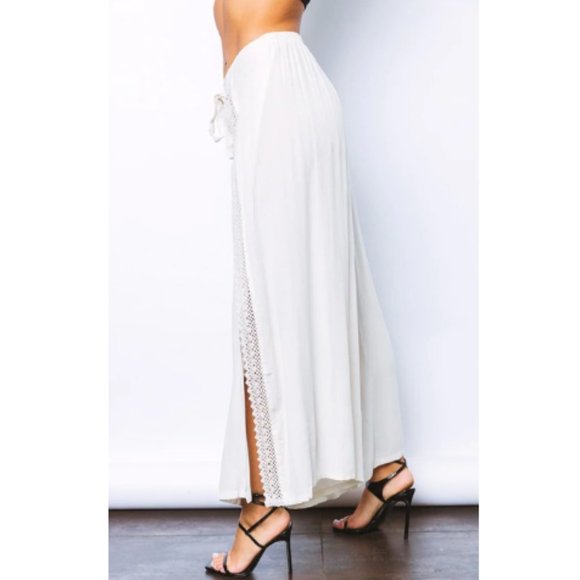Cream Palazzo Pants - Picture 2 of 4